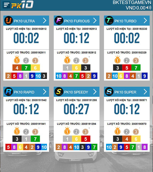 GIao diện xổ số PK10