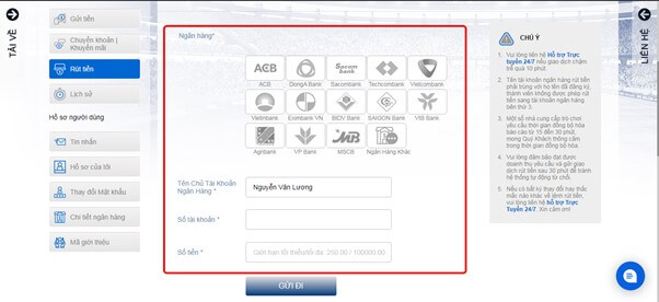 Lựa chọn ngân hàng rút tiền