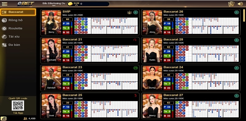 Sảnh cược casino Ebet với giao diện dễ chơi