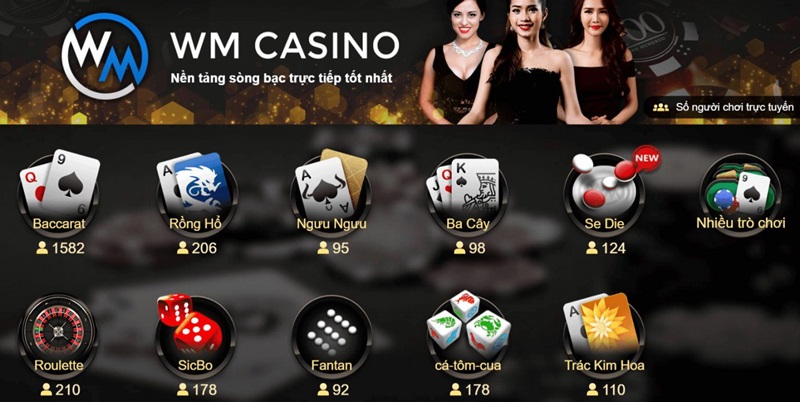 Đa dạng trò chơi tại sảnh WM Casino