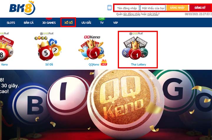 Cách chơi thái lottery trên BK8